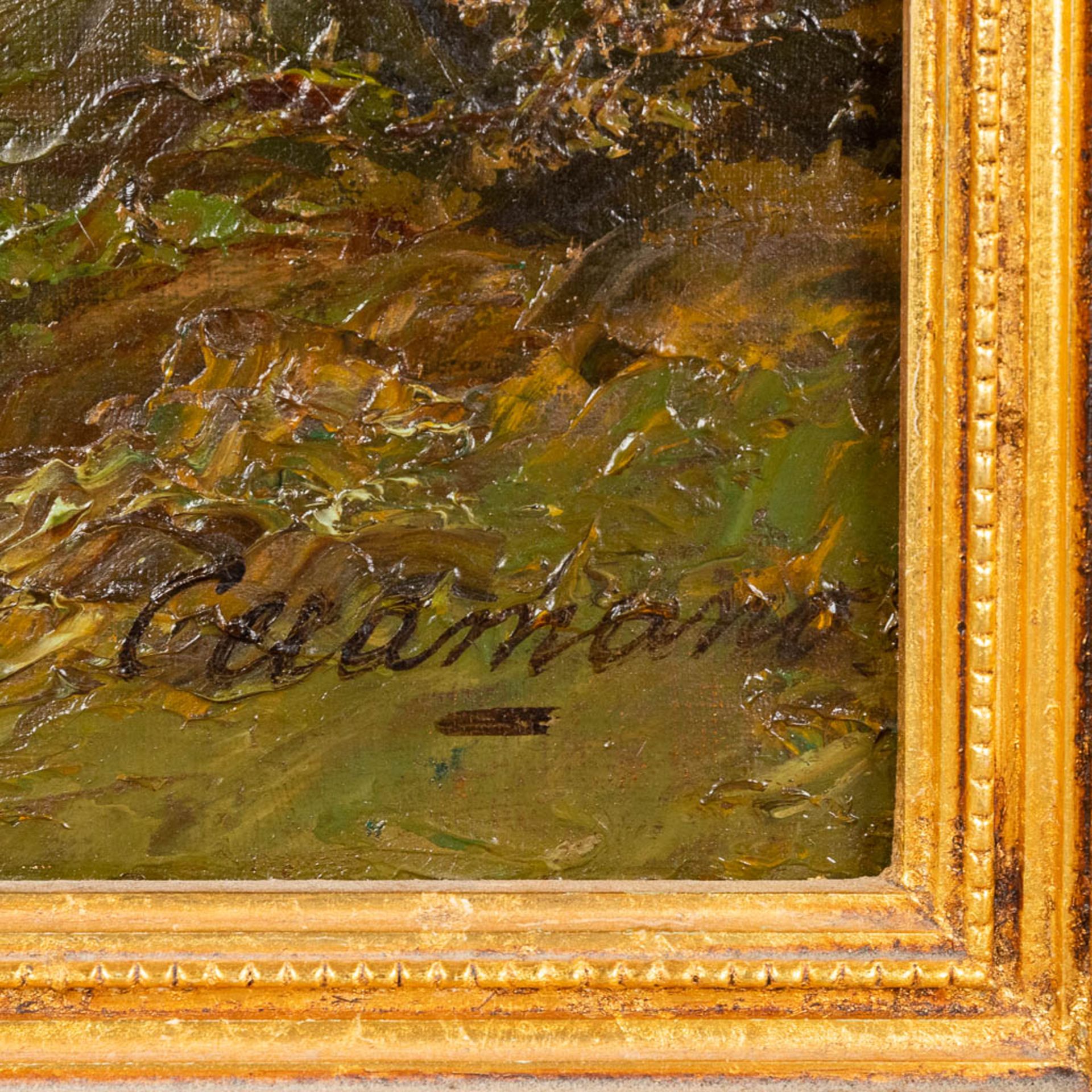 Charles Ferdinand CERAMANO (1829/31-1909) 'Sheep in the Barbizon Forest', oil on canvas. (W:60 x H: - Bild 6 aus 7
