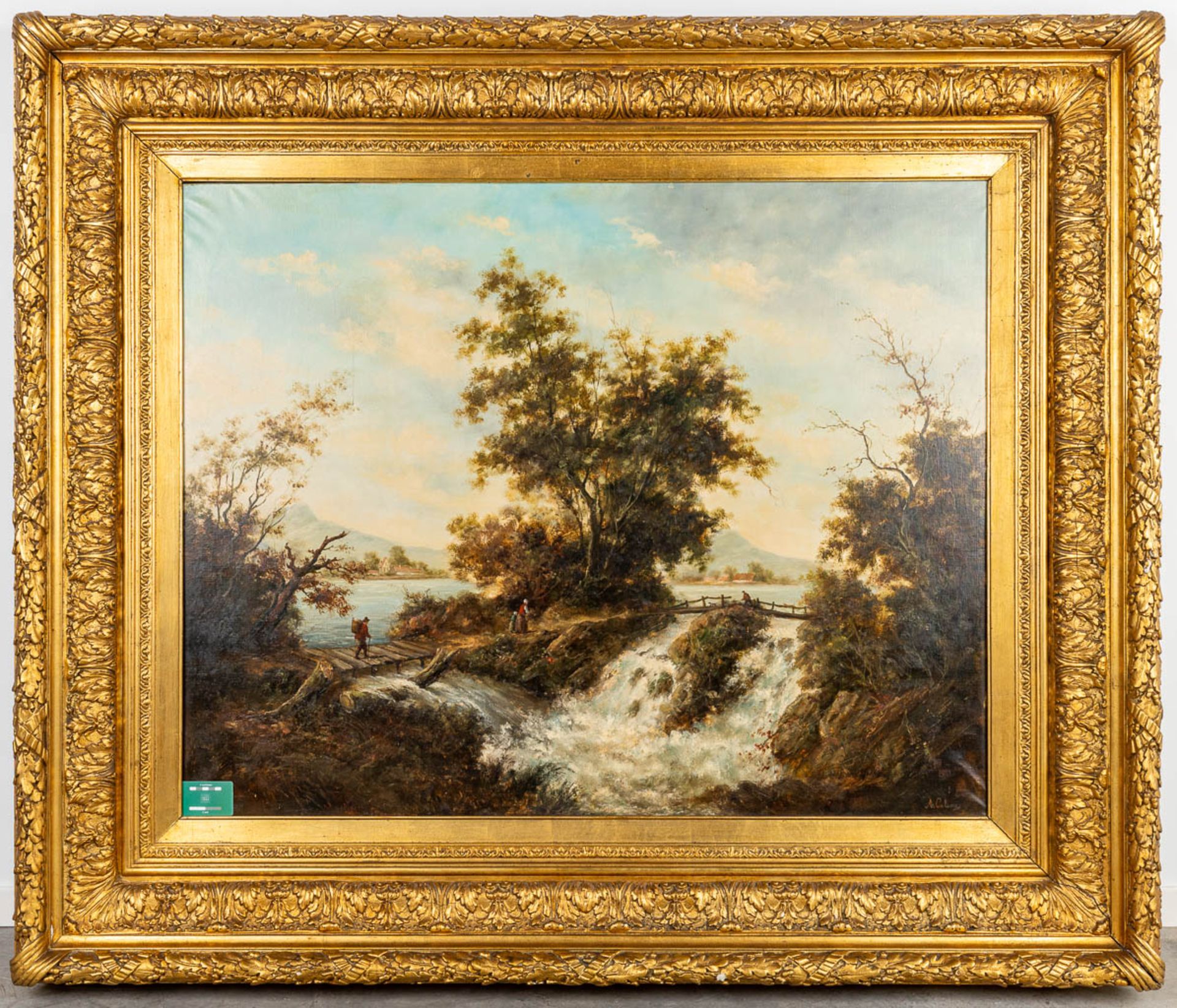 Arthur CALAME (1843-1919) 'The Waterfall', a painting oil on canvas. (W:130 x H:102 cm) - Image 10 of 14