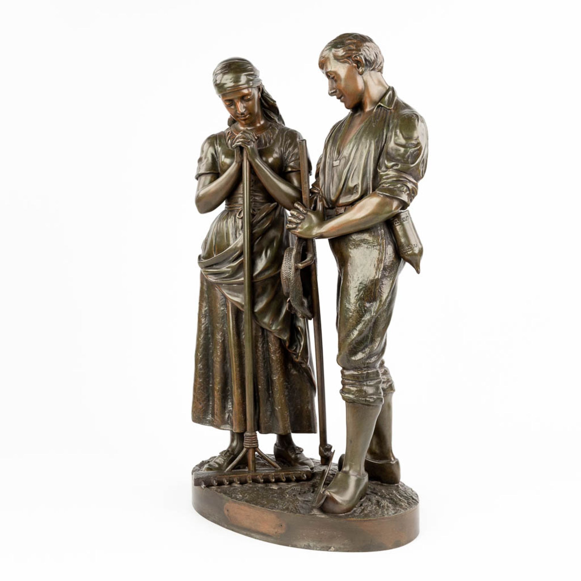 Arthur WAAGEN (act.1869-1910) 'L'Angelus' a statue made of spelter. (L:26 x W:34 x H:68 cm) - Bild 11 aus 14