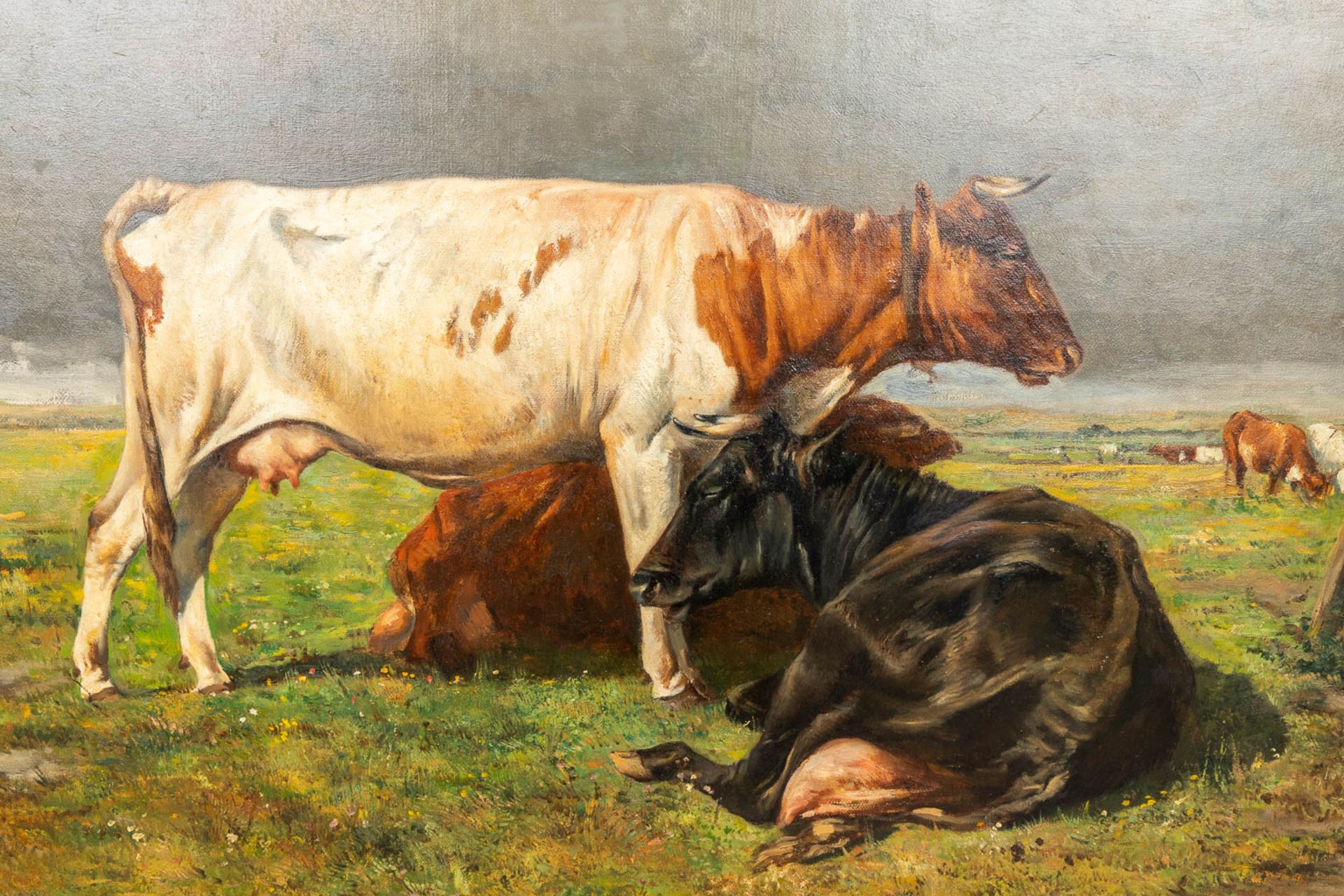 Alfred VERWEE (1838-1895) 'Les Vaches', oil on canvas (W:114 x H:82 cm) - Bild 4 aus 7