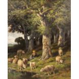 Charles Ferdinand CERAMANO (1829/31-1909) 'Sheep in the Barbizon Forest', oil on canvas. (W:60 x H: