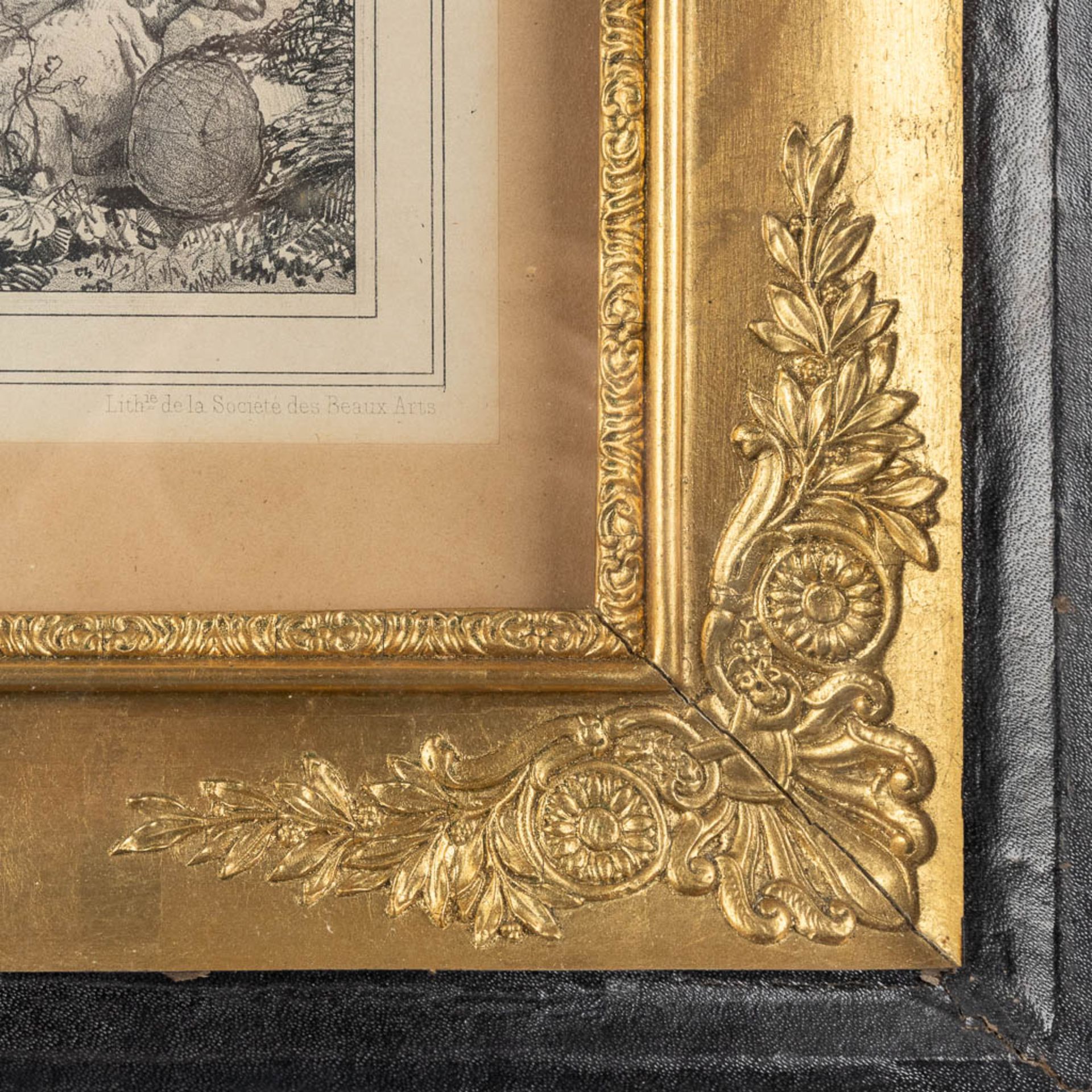 A pair of frames with lithographies, framed in an empire frame. 19th C. (W:59 x H:49 cm) - Bild 8 aus 21