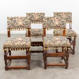 A set of 4 antique chairs, covered with tapestry upholstery. (L:40 x W:44 x H:88 cm)