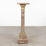A pedestal made of marble and mounted with bronze. Circa 1920 (L:33 x W:33 x H:115 cm)