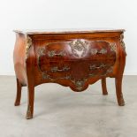 A commode with marble top and mounted with bronze. 20th century. (L:54 x W:120 x H:83 cm)