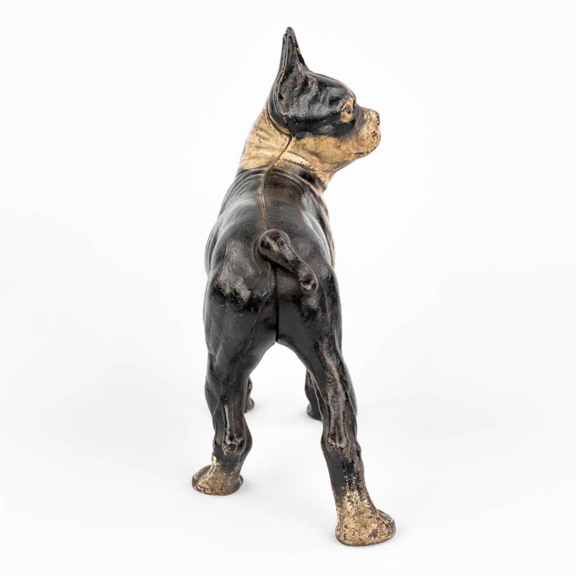 An antique figurative door stopper in the shape of a dog, cast iron. (W:25,5 x H:26 cm) - Bild 3 aus 12