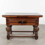 An antique 'Payment Table', made of oak and inlaid with ebony. 17th century. (L:76 x W:113 x H:76 c