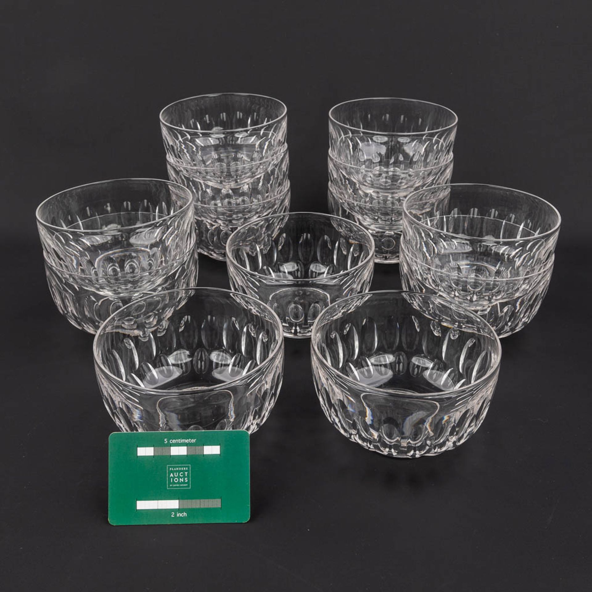 Val Saint Lambert, model 'Prince De Galles' a set of 12+1 bowls made of clear cut crystal. (H:7,5 x - Bild 4 aus 6