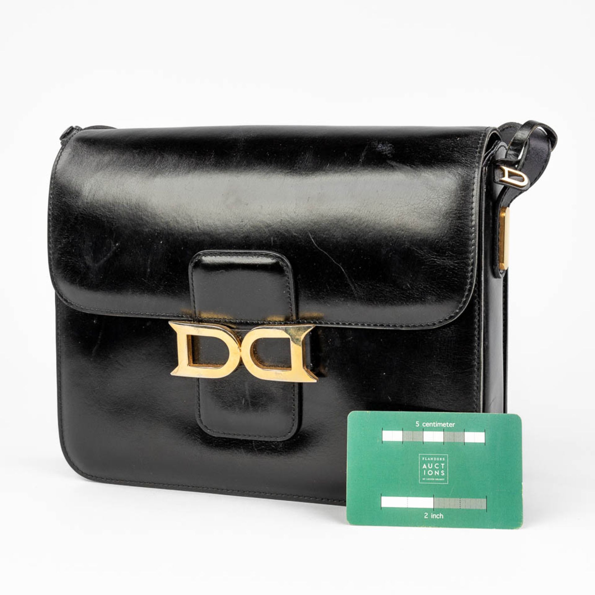 Delvaux, model Bourgogne a vintage handbag made of black leather with gold-plated hardware. (W:26 x - Image 12 of 17