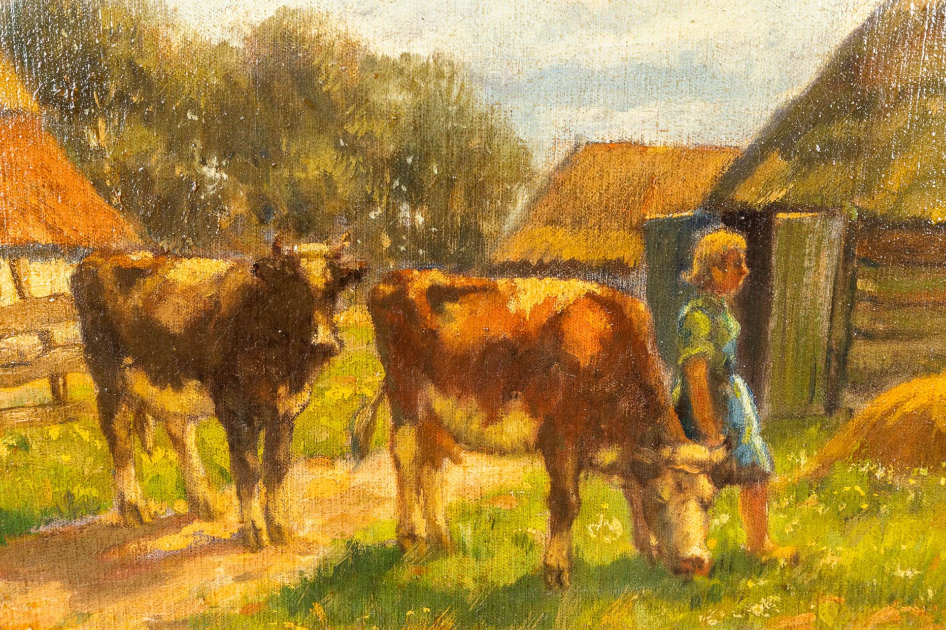 Cornelius Wouter BOUTER (1888-1966) 'Farm with cows', oil on canvas. (W:58 x H:27 cm) - Bild 4 aus 7