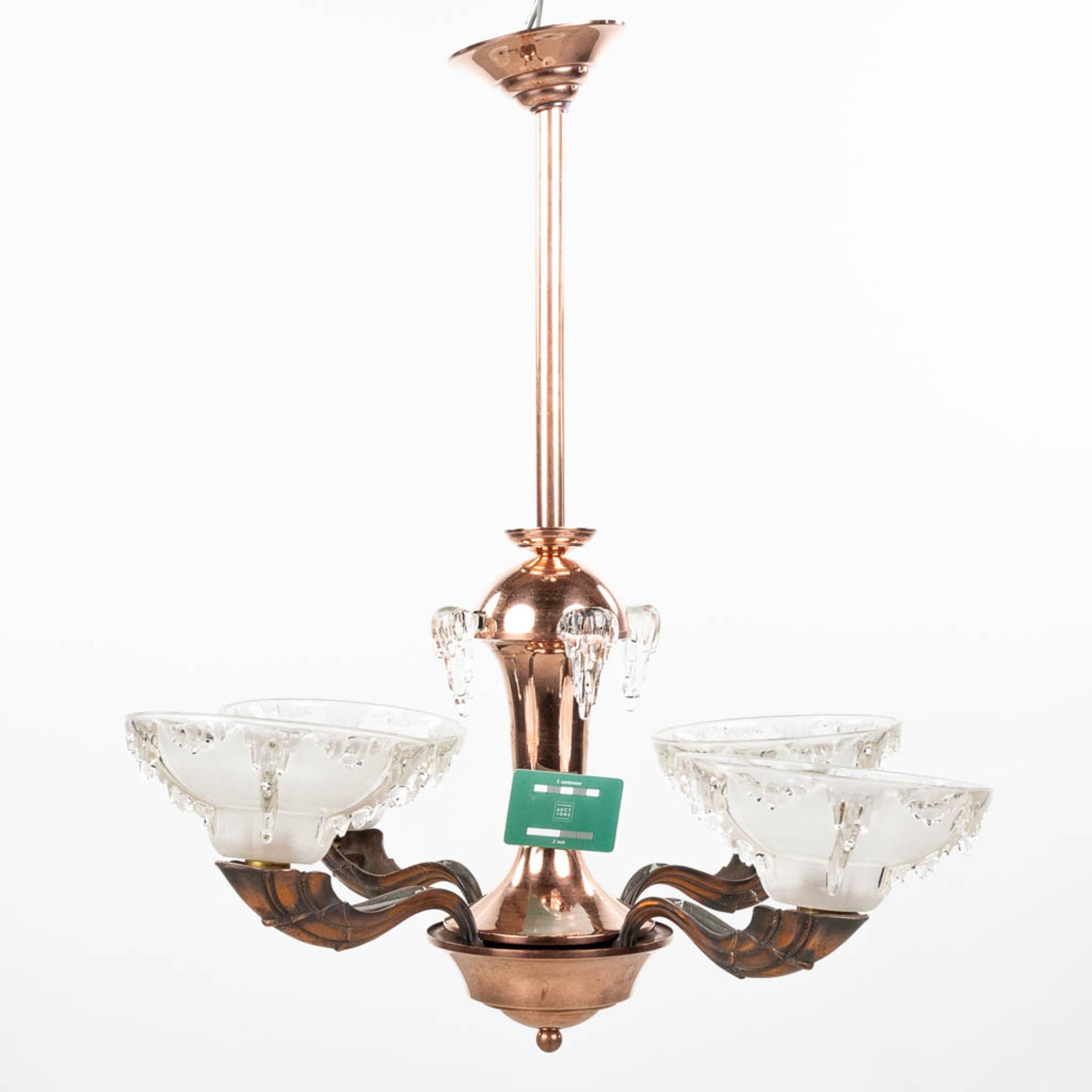 EZAN France, an art deco chandelier with 4 glass bowls. Made in France, the first half of the 20th c - Bild 2 aus 9