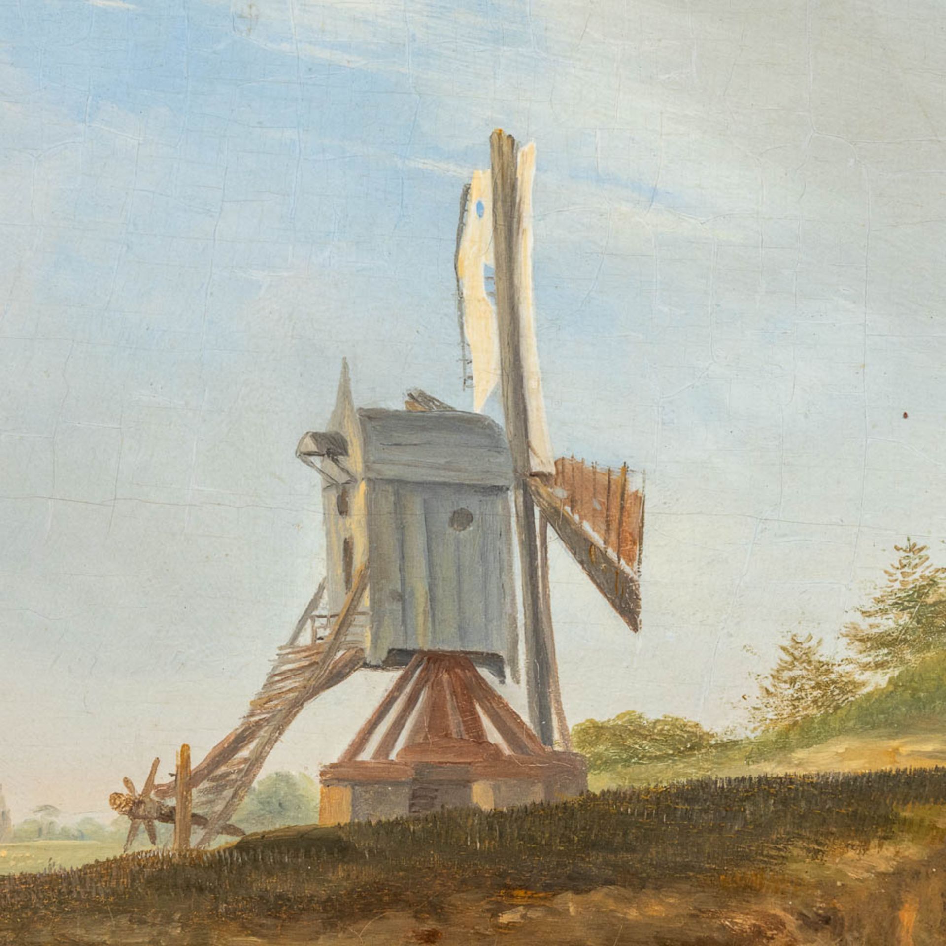 Balthazar Paul OMMEGANCK (1755-1826) 'Landscape with cattle and a windmill', oil on panel. (W:47 x - Image 4 of 10