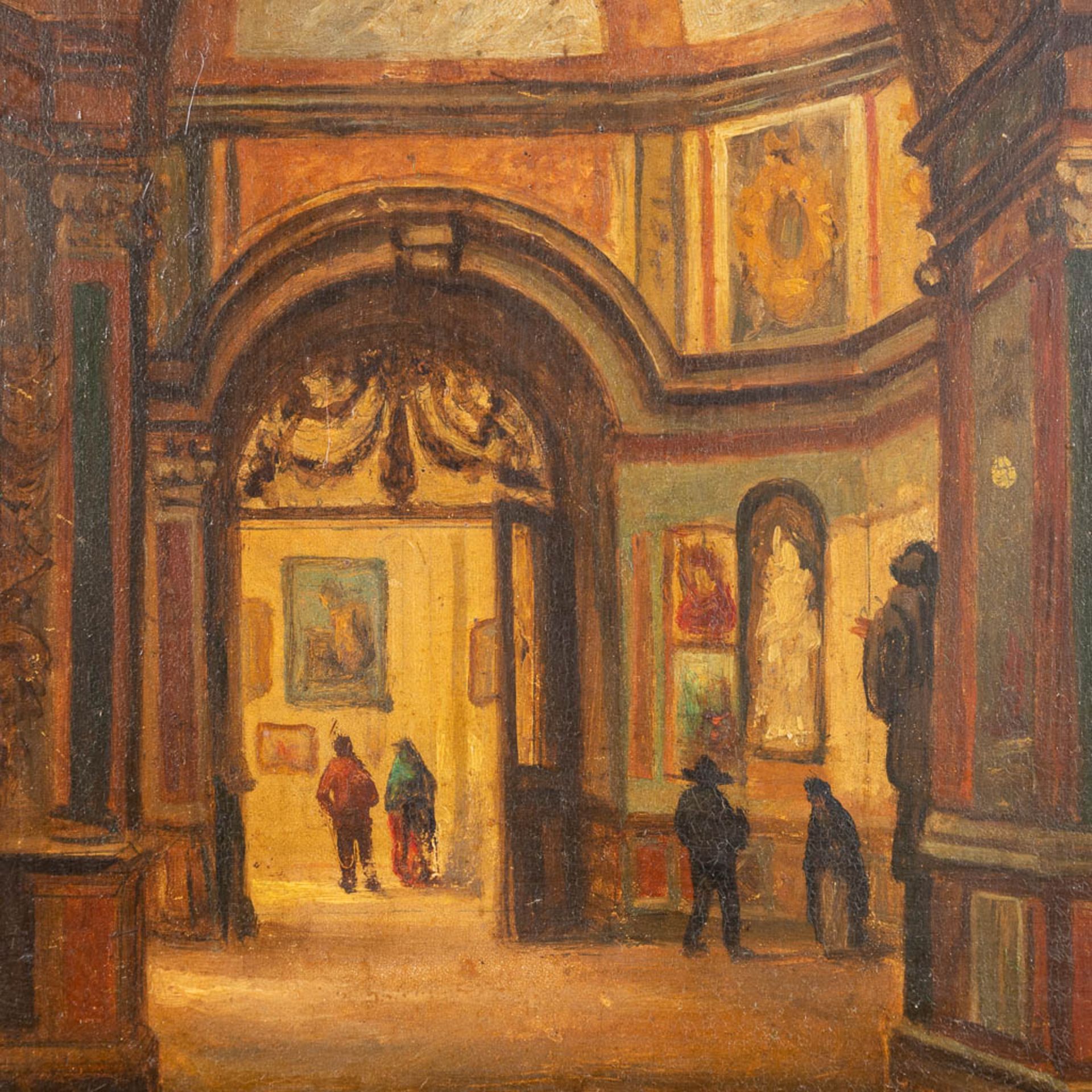 Adolphe DILLENS (1821-1877) 'Museum Interieur' oil on panel. (W:21 x H:27,5 cm) - Bild 5 aus 6