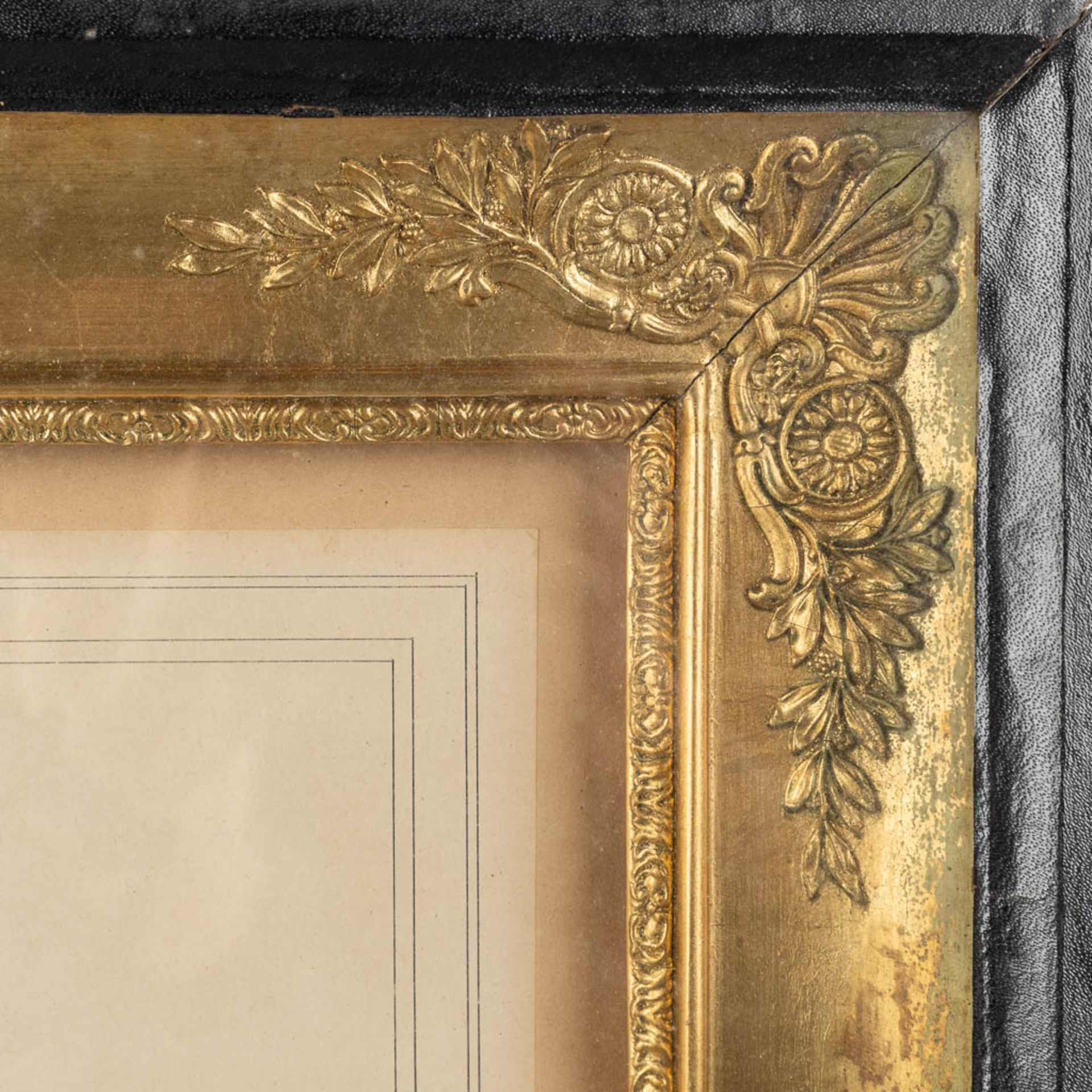 A pair of frames with lithographies, framed in an empire frame. 19th C. (W:59 x H:49 cm) - Bild 9 aus 21