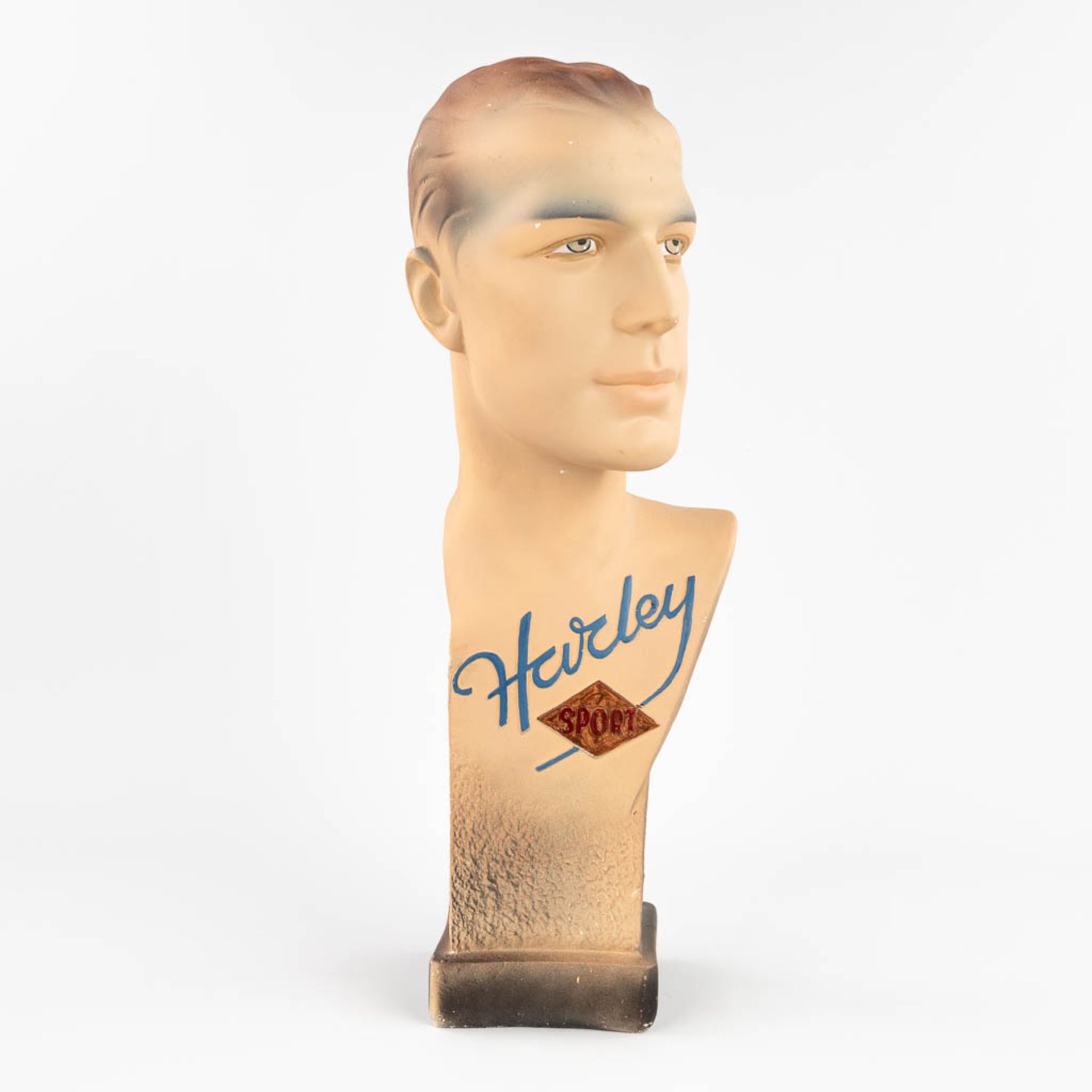 Novita, a men's bust 'Harley Sport', moulded and polychrome plaster. (L:18,5 x W:20 x H:58 cm) - Image 3 of 13