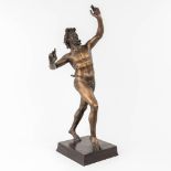 A figurine of a Satyr, made of bronze. 20th C. (L:26 x W:24 x H:80 cm)