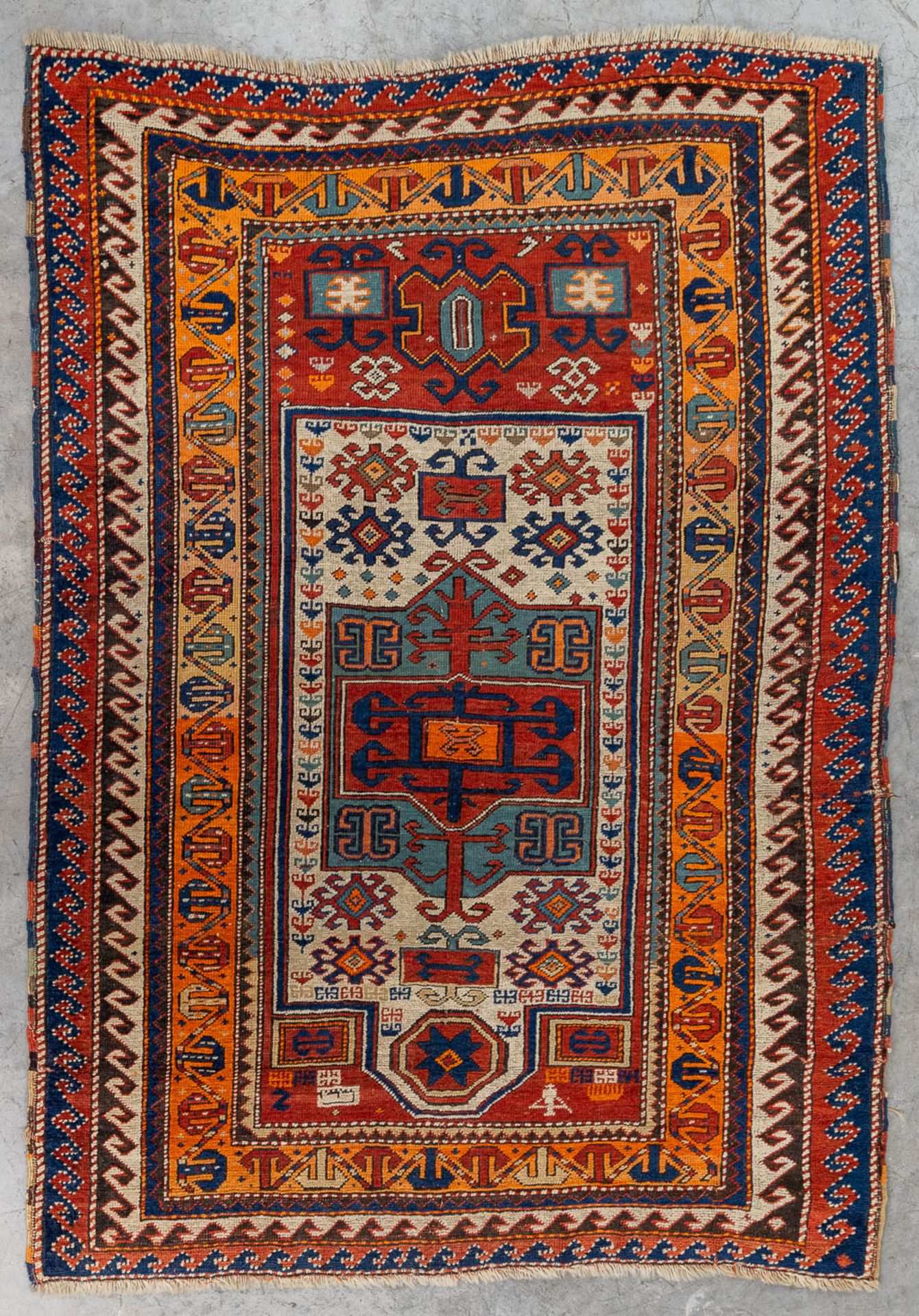 An oriental hand-made carpet. Kazak Caucasian. (L:175 x W:122 cm)