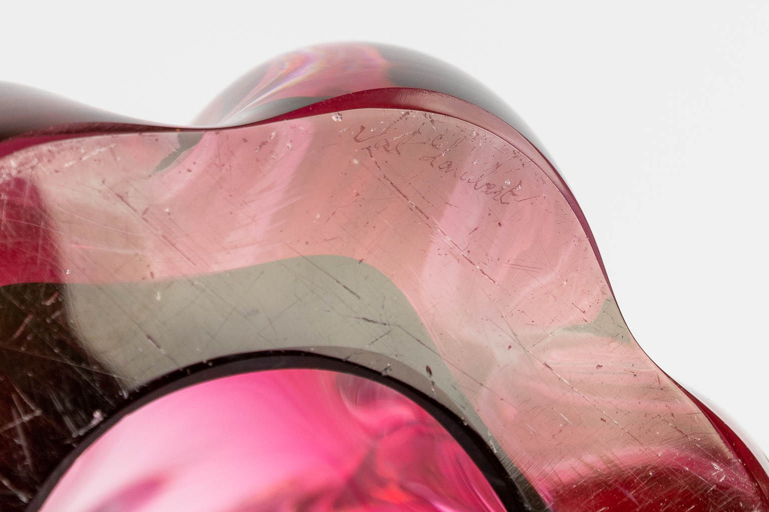 Val Saint Lambert, a collection of 3 lamp bases made of coloured glass. (H:39 cm) - Image 9 of 12