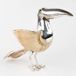 Gabriella BINAZZI (XX-XXI) 'Toucan' a bird made of silver-plated metal and a sea shell. (L:20 x W:4