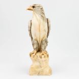 A figurine of an Eagle, sculptured alabaster. (H:50 cm)