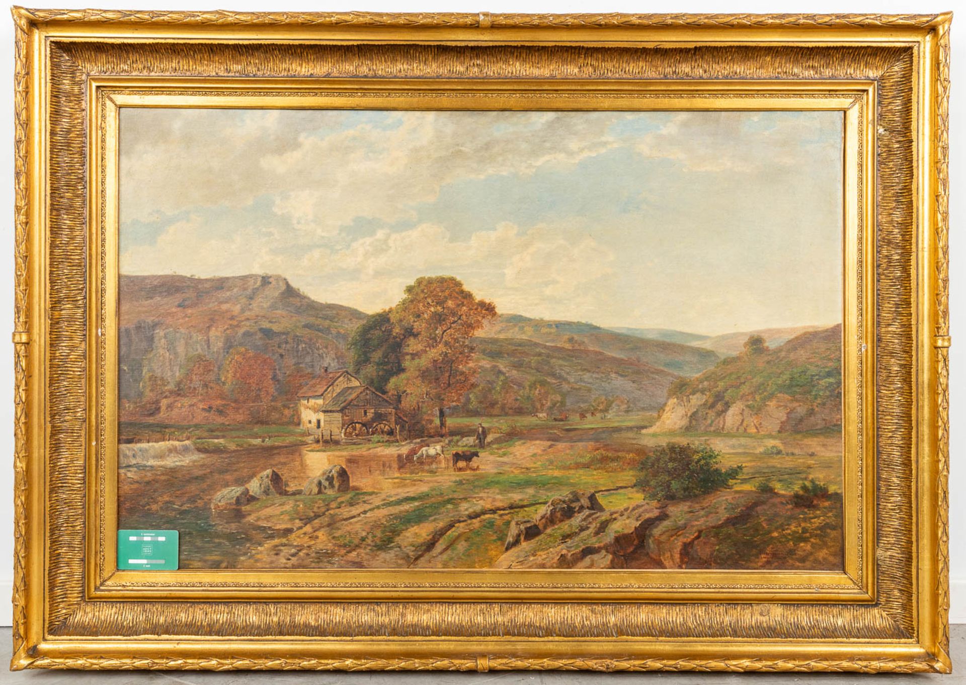 An antique painting 'Mountain Landscape with animals and figurines' a painting, oil on canvas. (W:10 - Bild 2 aus 7