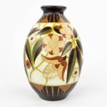 Charles CATTEAU (1880-1966) For Boch Keramis, a faience vase with decor 1847. (H:30 x D:20 cm)