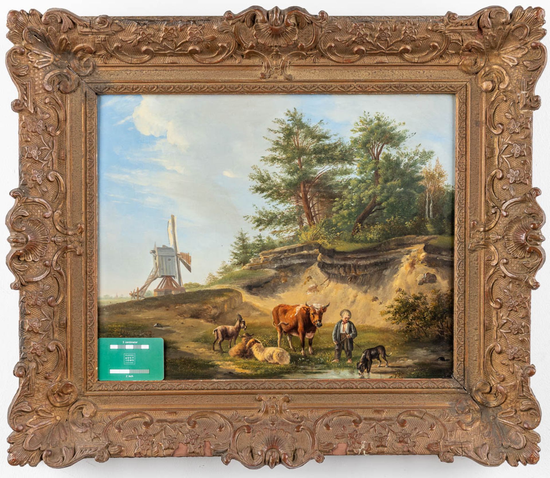 Balthazar Paul OMMEGANCK (1755-1826) 'Landscape with cattle and a windmill', oil on panel. (W:47 x - Bild 2 aus 10