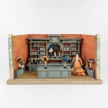 An antique diorama of a hat and fabric store. (L:35 x W:79 x H:42 cm)