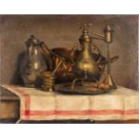 Georges PETIT (1879-1959) Still life with copper, oil on canvas. (W:75 x H:60 cm)