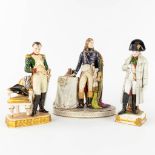 A collection of 3 porcelain figurines of Napoleon Bonaparte (H:26,5 cm)
