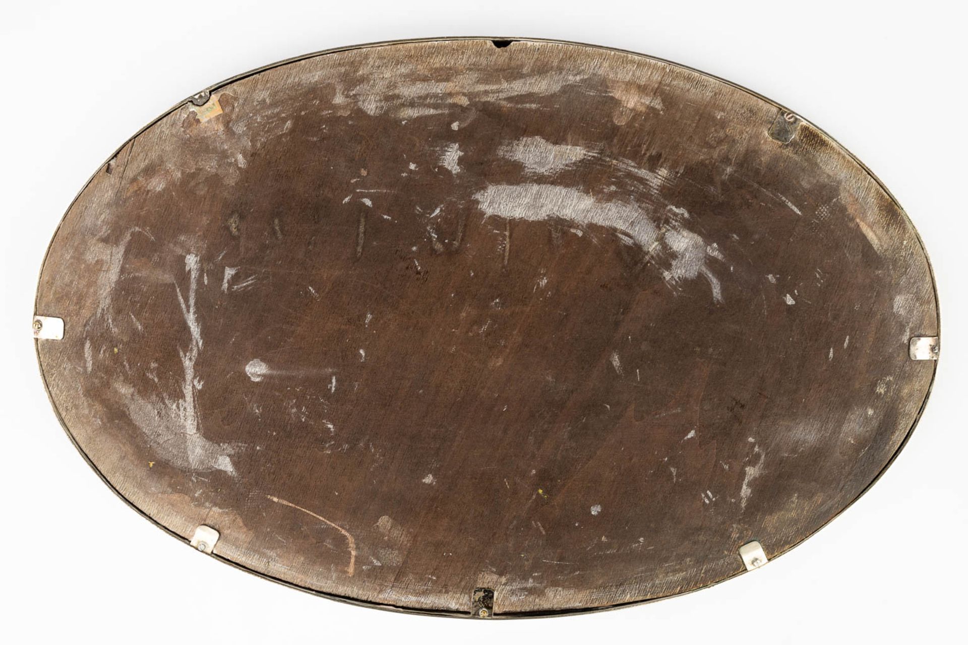 A serving tray with a mirror and silver rim. Not marked. (L:38,5 x W:60 x H:2 cm) - Image 11 of 13
