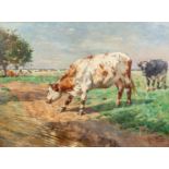 Alfred VERWEE (1838-1895) 'Koeien bij de drinkpoel' oil on canvas. (W:82 x H:60 cm)