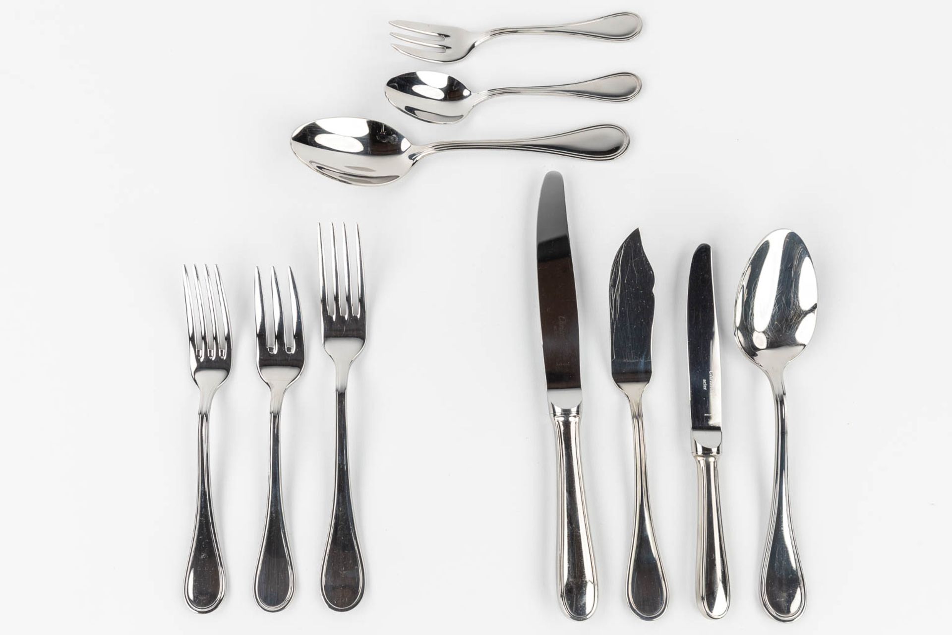 Christofle, model 'Albi' in an 'ambassador 125' case, a 124-piece flatware set, stainless steel. (L - Image 9 of 12