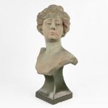 Aristide DE RANIERI (1865-c.1929) 'Buste' a statue of a lady made of patinated terracotta. (W:30 x H