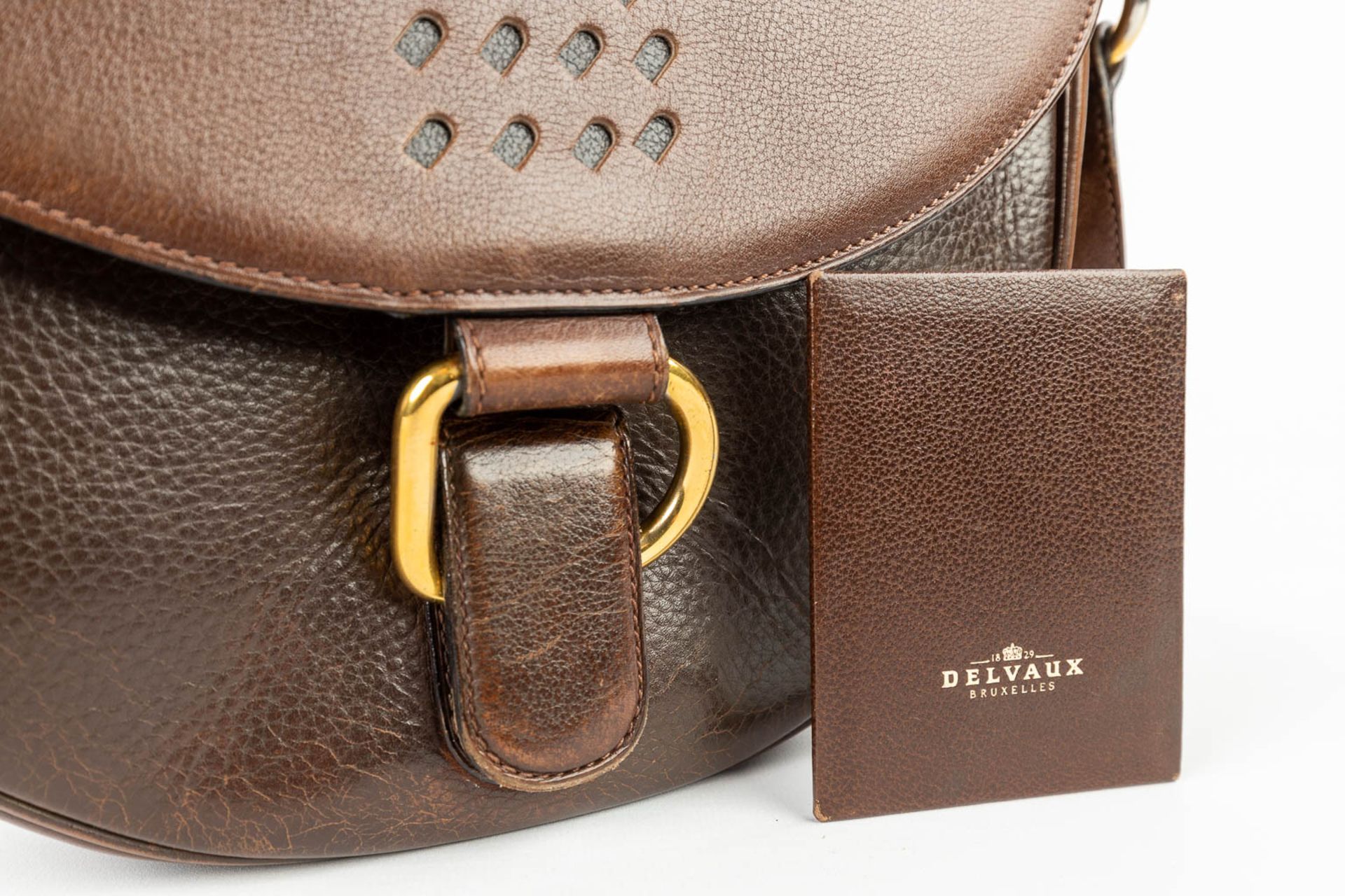 Delvaux, a handbag made of brown leather with gold-plated elements. (W:28 x H:23 cm) - Bild 12 aus 21