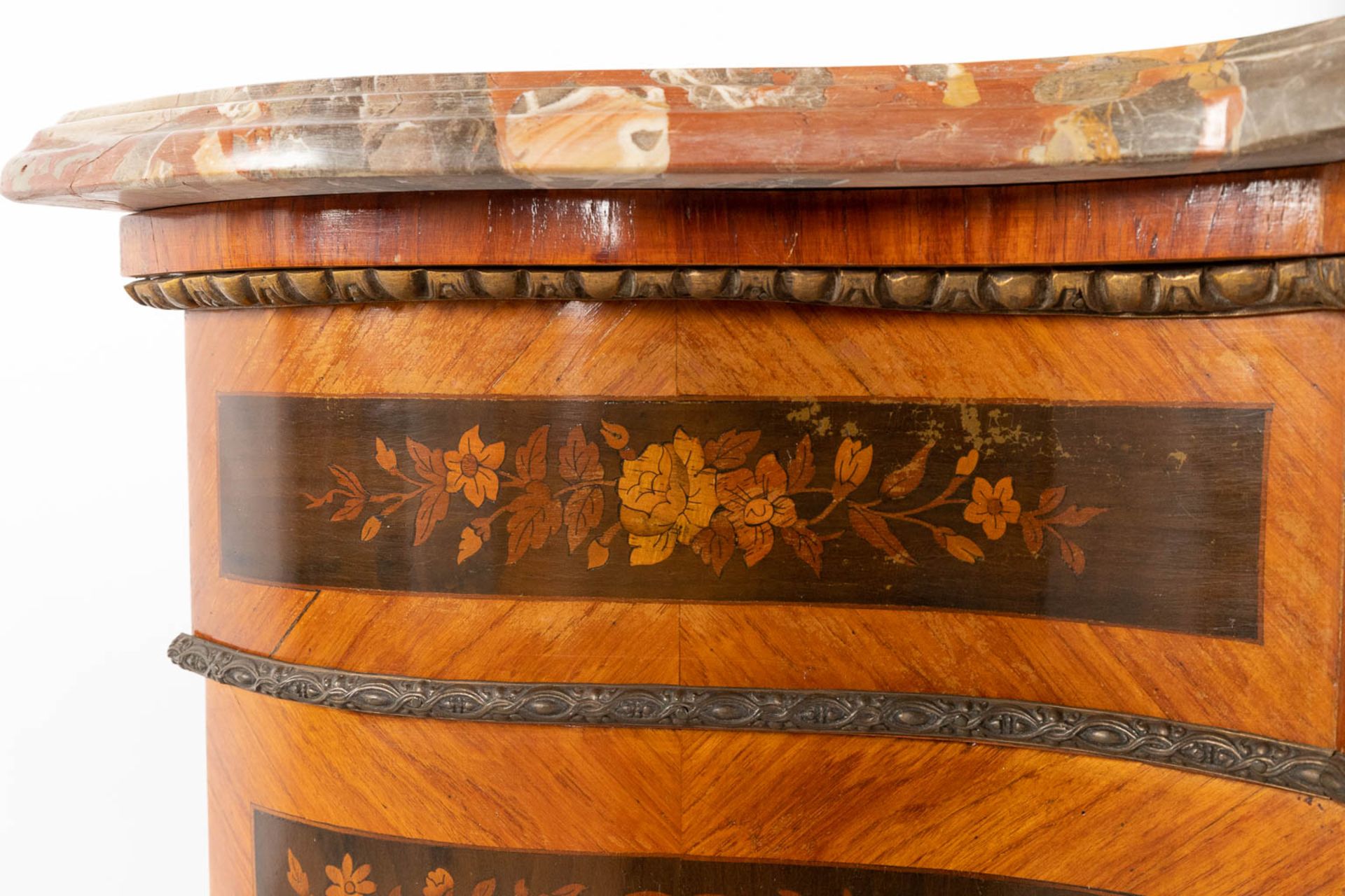 A one door commode, decorated with marquetry inlay and mounted with bronze. 20th century. (L:47 x W - Image 16 of 18
