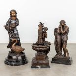 A collection of 3 young statues made of bronze. (H:70 cm)