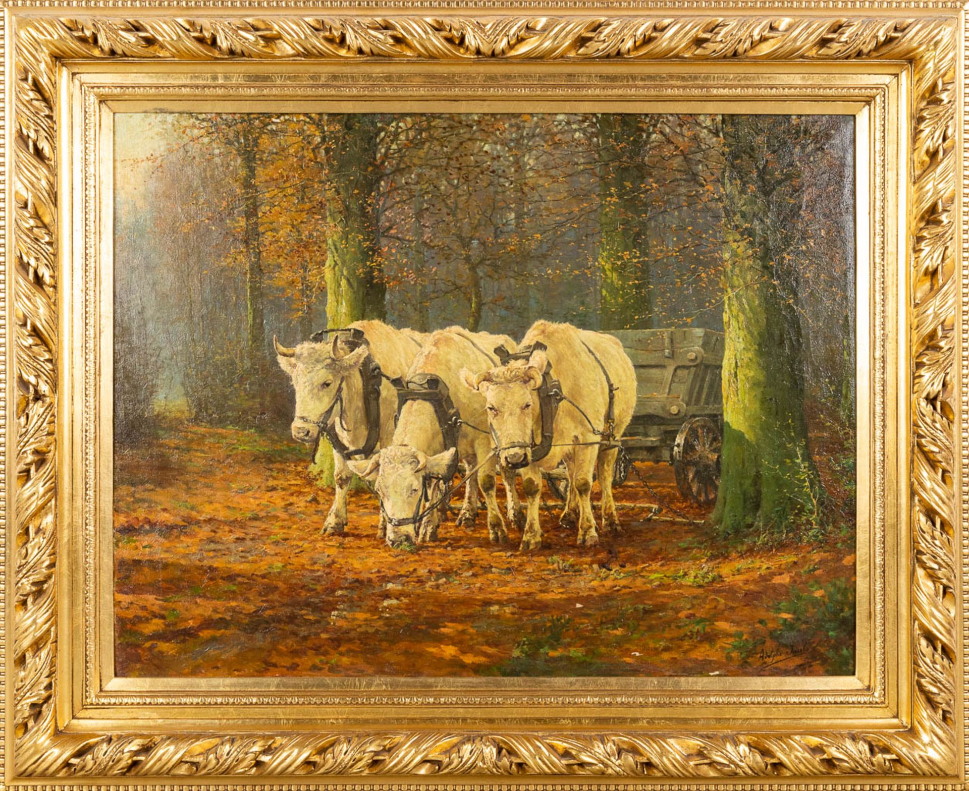 Adolphe JACOBS (1859-1940) 'The Cows', oil on canvas. (W:105 x H:82 cm) - Bild 3 aus 12