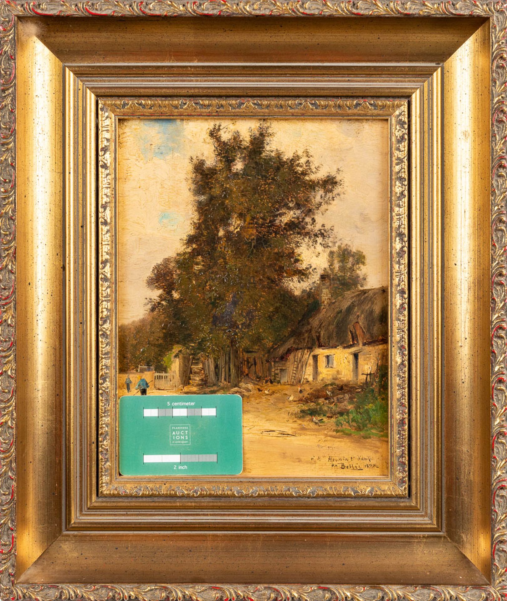 De BELLIS (XIX) 'The Farmhouse', oil on panel. 1877 (W:18 x H:24 cm) - Bild 2 aus 7