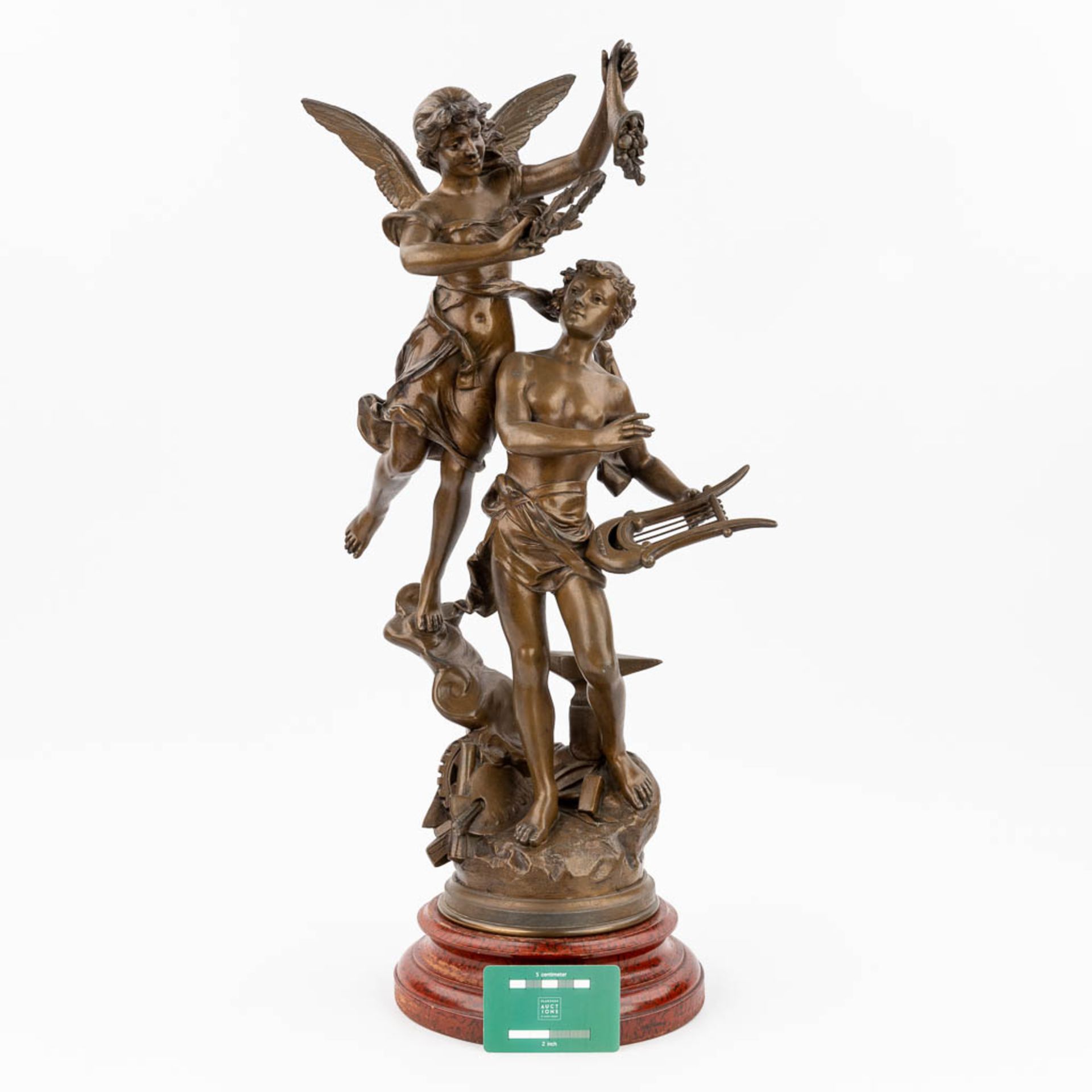 Henryk Kossowski (1855-1921) 'Couronnement des Arts', Spelter. France, circa 1900. (H:63 - Bild 2 aus 15