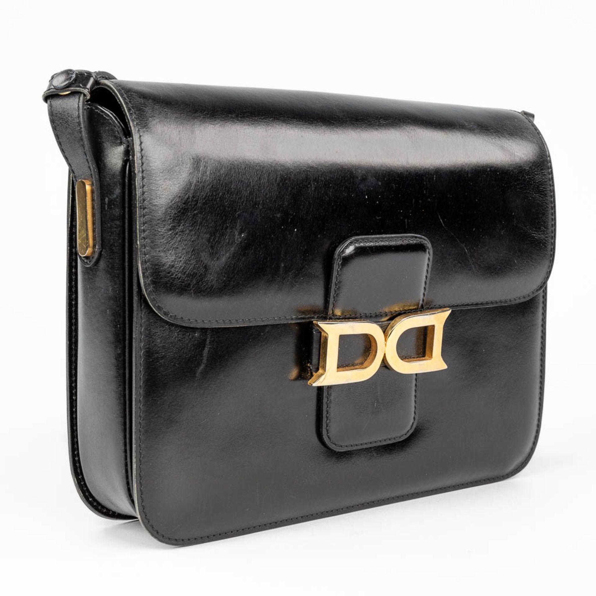 Delvaux, model Bourgogne a vintage handbag made of black leather with gold-plated hardware. (W:26 x - Image 4 of 17