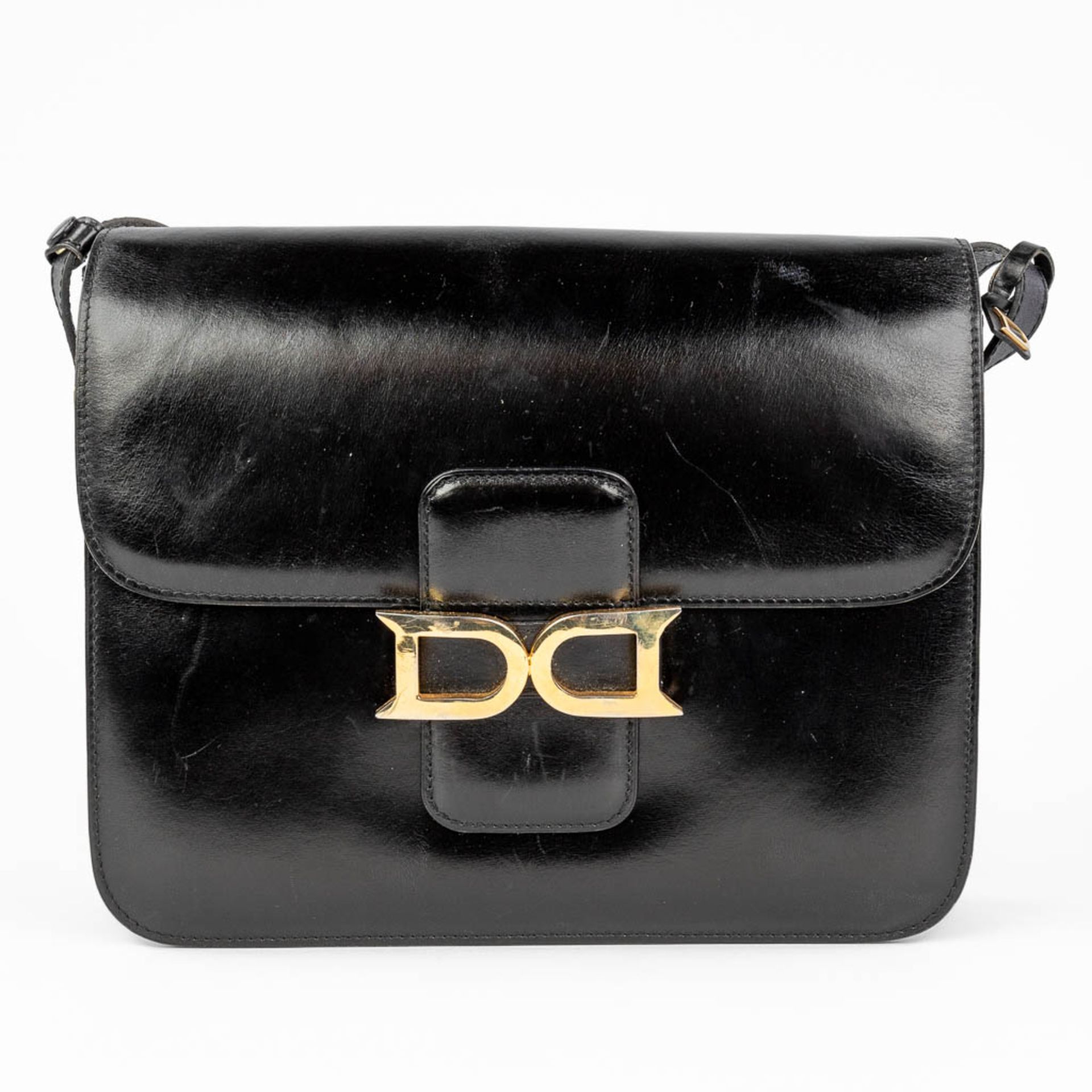 Delvaux, model Bourgogne a vintage handbag made of black leather with gold-plated hardware. (W:26 x - Image 15 of 17