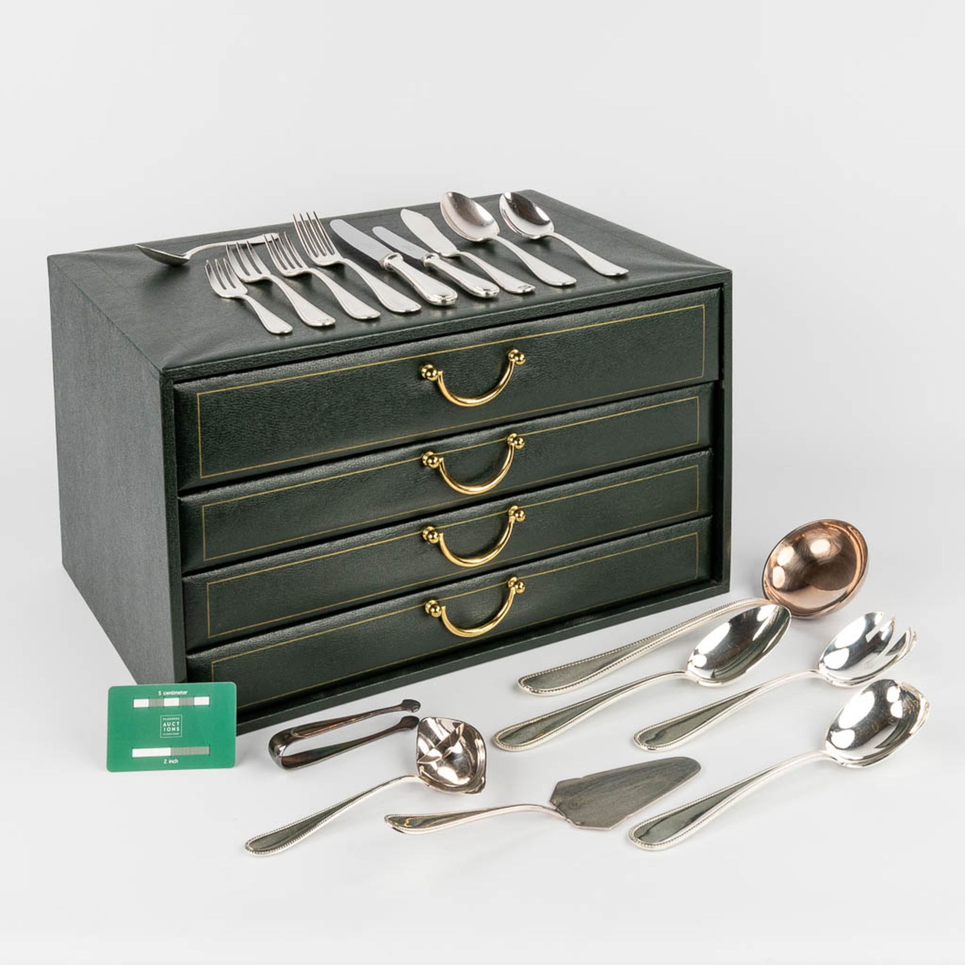 Francois Frionnet, Model Perles, a large storage box with silver-plated cutlery. 128-pieces. (L:31, - Image 2 of 17
