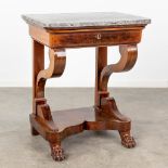 A small console table with a marble top, Directoire style. 19th C. (L:48 x W:69 x H:82 cm)