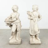 A set of 2 concrete statues. 20th C. (H:77 cm)