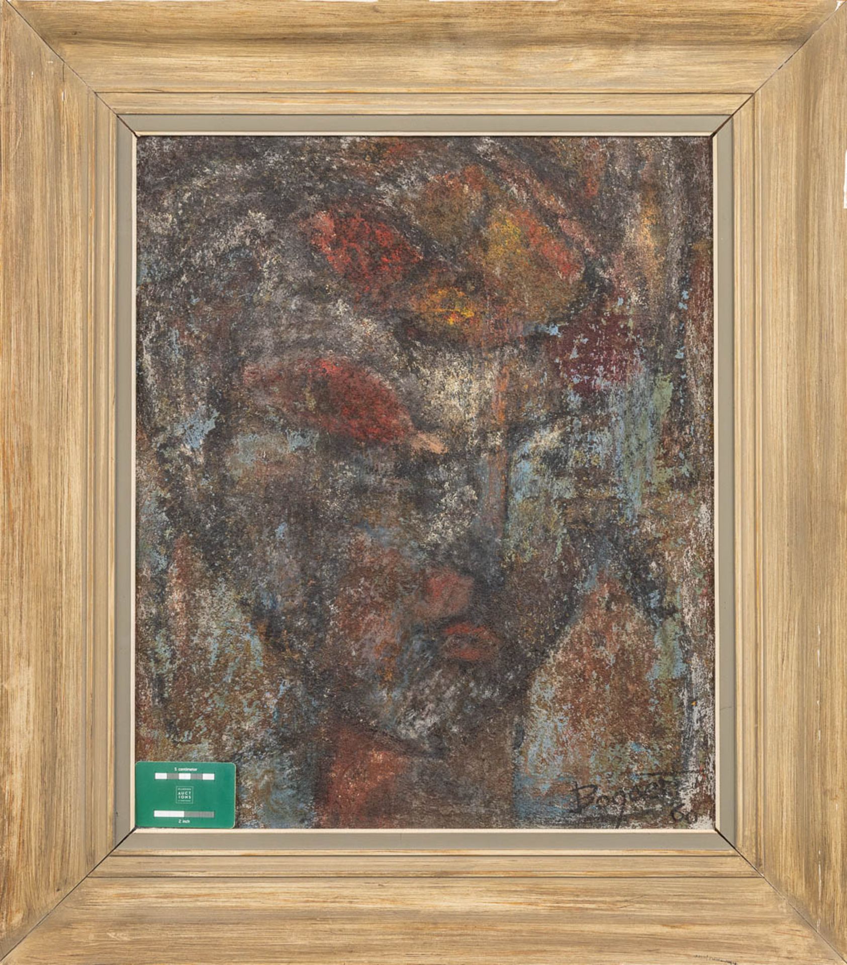 AndrŽ BOGAERT (1920-1986) 'Abstract figurine' oil on board. 1960. (W:50 x H:60 cm) - Image 2 of 6