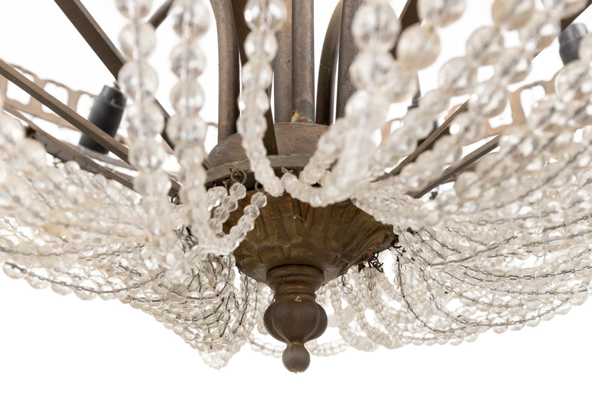 A large chandelier 'Sac A Perles' made of brass and glass. (H:40 x D:91 cm) - Image 11 of 12