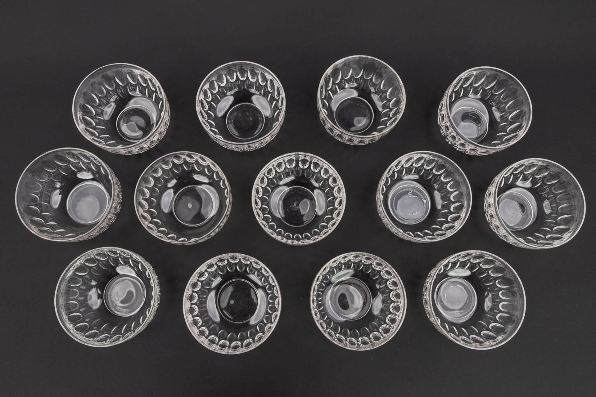 Val Saint Lambert, model 'Prince De Galles' a set of 12+1 bowls made of clear cut crystal. (H:7,5 x - Bild 3 aus 6