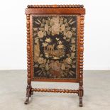 A fireplace screen made of mahogany with figurative embroidery. Louis Phillippe style. (L:16 x W:62