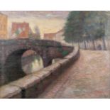 JŽrome DE PAUW (1882-1975) 'Augustijnenrei, Brugge', oil on canvas. (W:67 x H:55 cm)